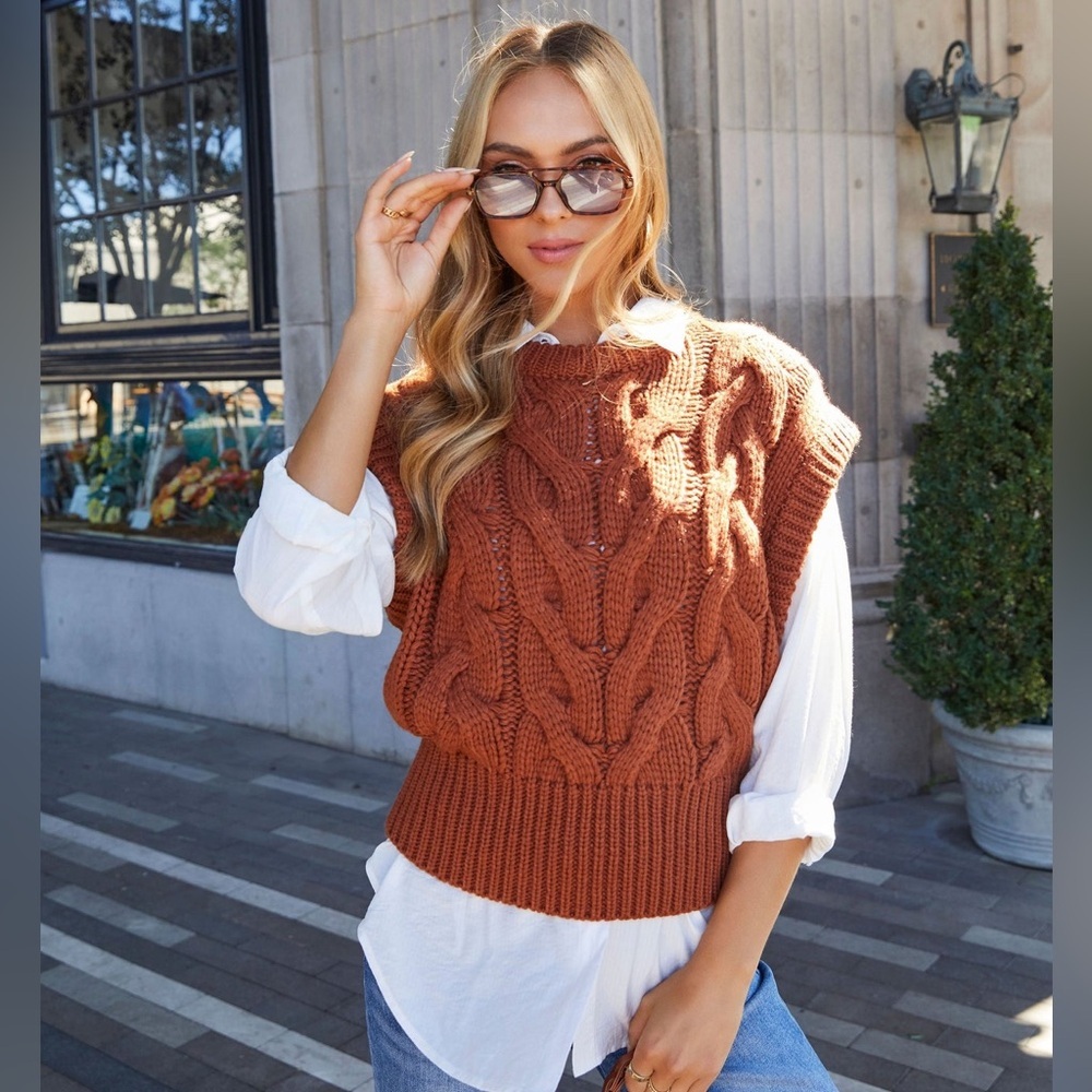 Vici Sivan Cable Knit Sweater Vest